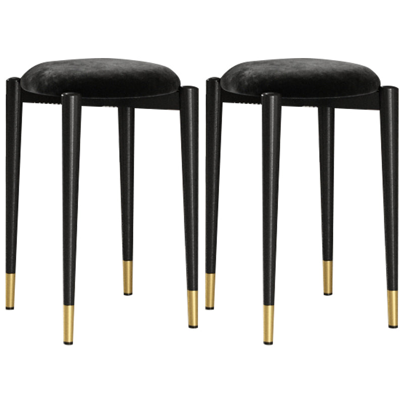 Modern Tear Resistant Pouf Circle Shape Dark Green Velvet Ottoman