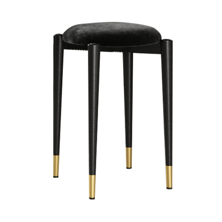 Modern Tear Resistant Pouf Circle Shape Dark Green Velvet Ottoman