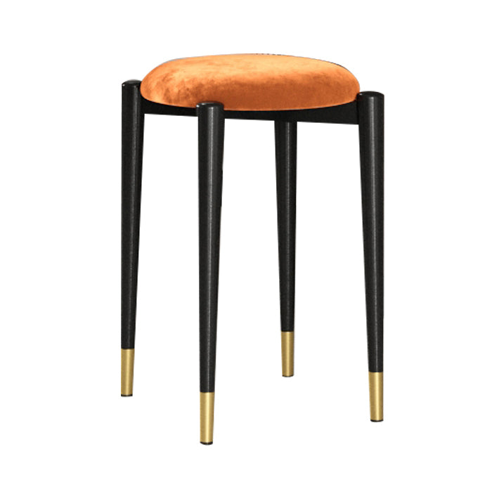 Modern Tear Resistant Pouf Circle Shape Dark Green Velvet Ottoman