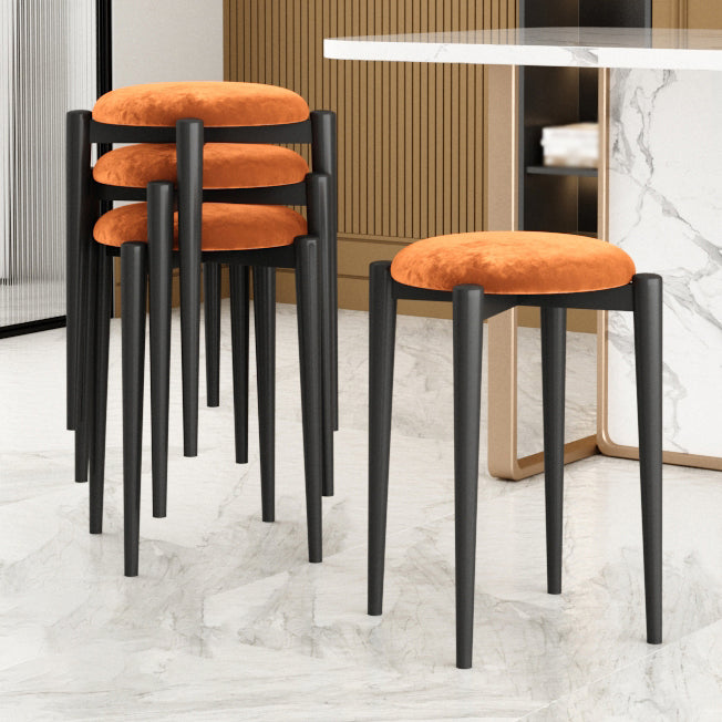 Modern Tear Resistant Pouf Circle Shape Dark Green Velvet Ottoman