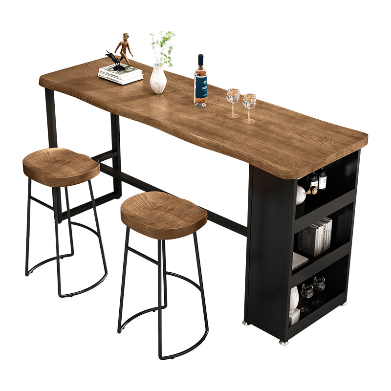 Industrial Rectangle Pub Table Set 1/3 Pieces Wooden Counter Table with Backless Stools