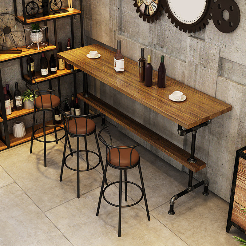 Industrial Pub Dining Set 1/4/7 Pieces Trestle Coffee Shop Wood Pub Table Set