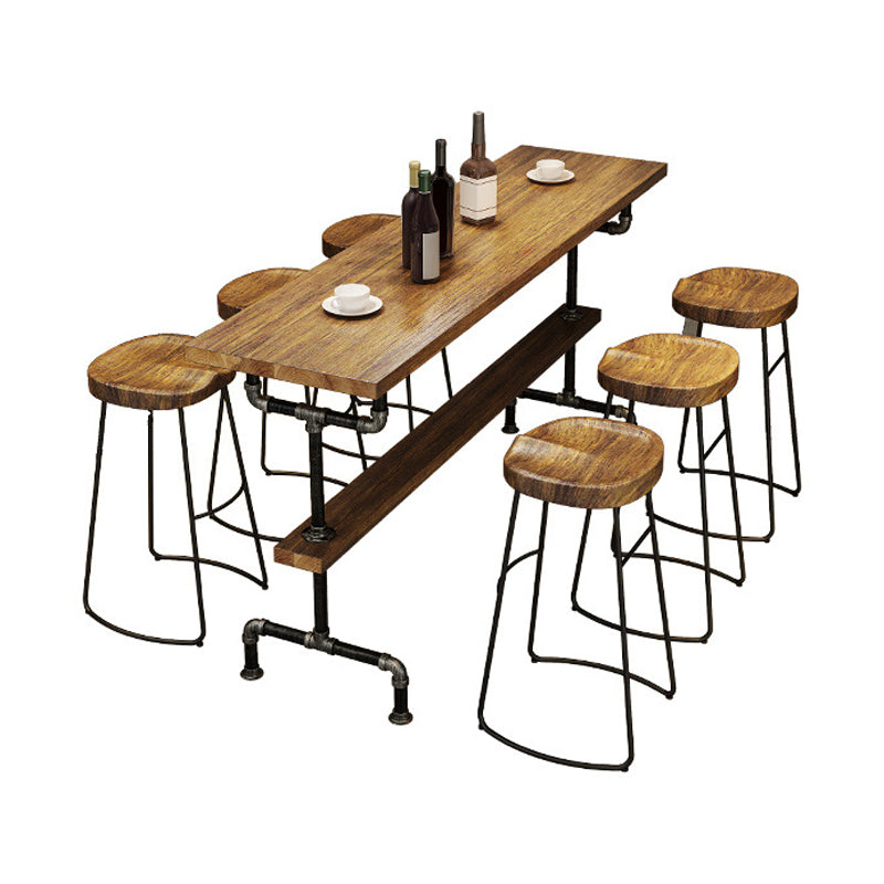 Industrial Pub Dining Set 1/4/7 Pieces Trestle Coffee Shop Wood Pub Table Set