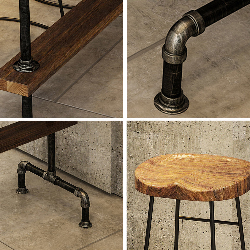 Industrial Pub Dining Set 1/4/7 Pieces Trestle Coffee Shop Wood Pub Table Set