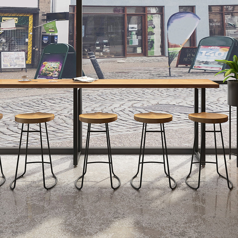 Contemporary Indoor Pub Set 1/7 Pcs Bar Table and Stools with Solid Wood Top