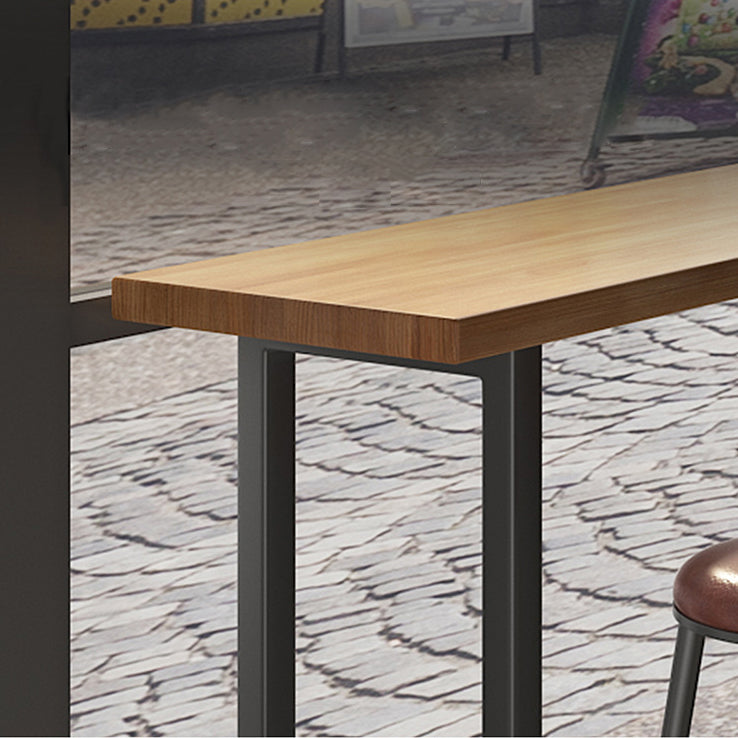 Contemporary Indoor Pub Set 1/7 Pcs Bar Table and Stools with Solid Wood Top