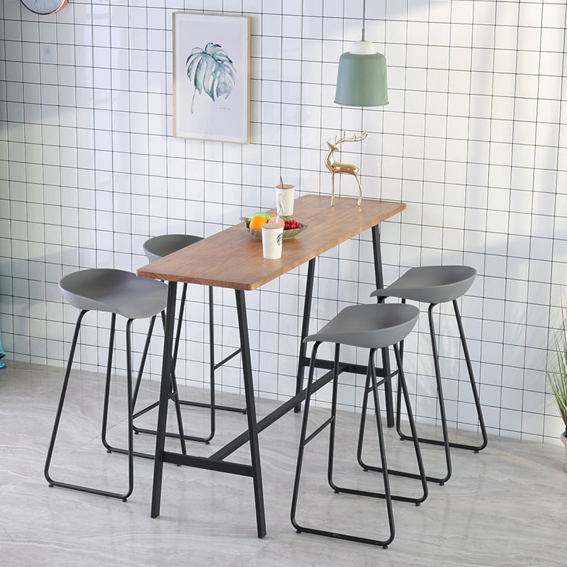 Indoor Glam Bar Table Set 1/2/3/5 Pieces Solid Wood Trestle Counter Set in Natural