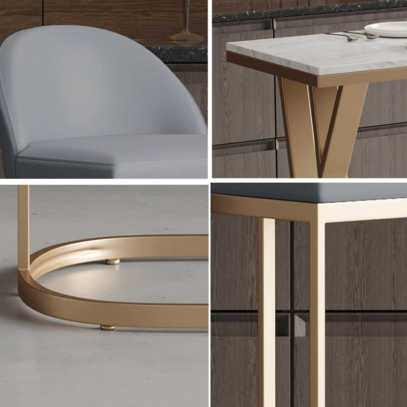 Glam Bar Table Set 1/2/5 Pieces Rectangle Bar Table with Metal High Stools for Kitchen