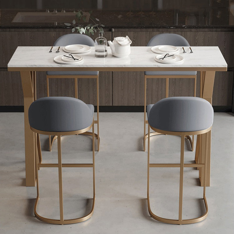 Glam Bar Table Set 1/2/5 Pieces Rectangle Bar Table with Metal High Stools for Kitchen