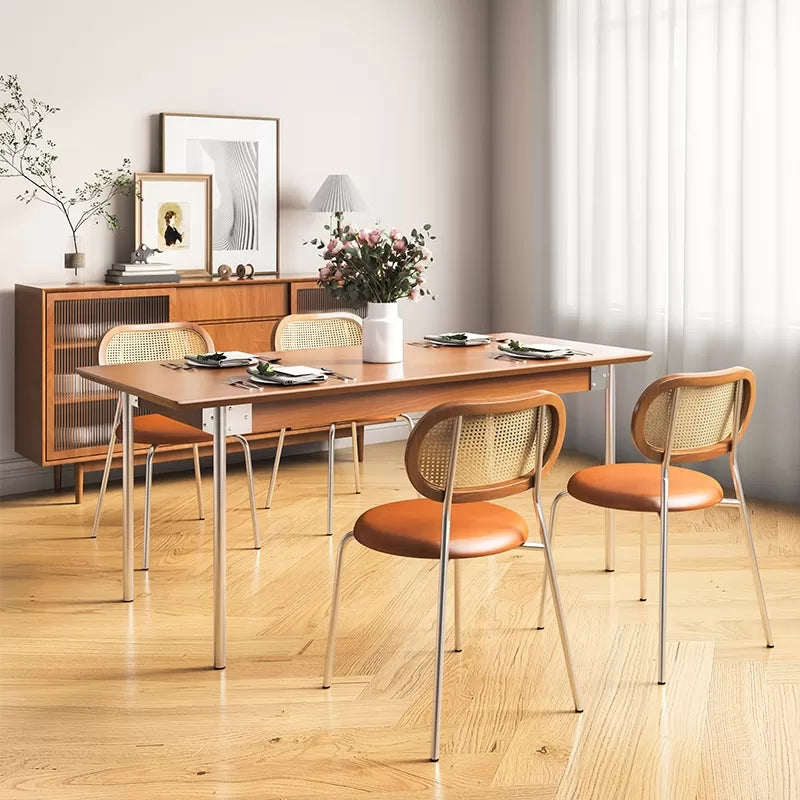 Industrial 1/2/3/4/5 Pieces Rectangle Dining Set Solid Wood Dining Room Table with Chairs