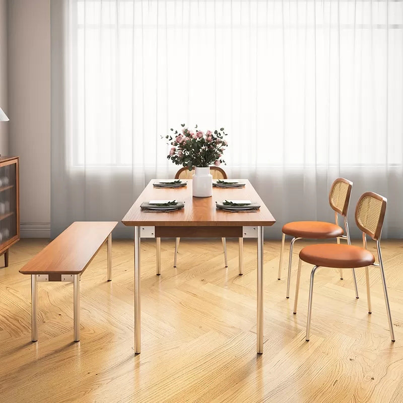 Industrial 1/2/3/4/5 Pieces Rectangle Dining Set Solid Wood Dining Room Table with Chairs
