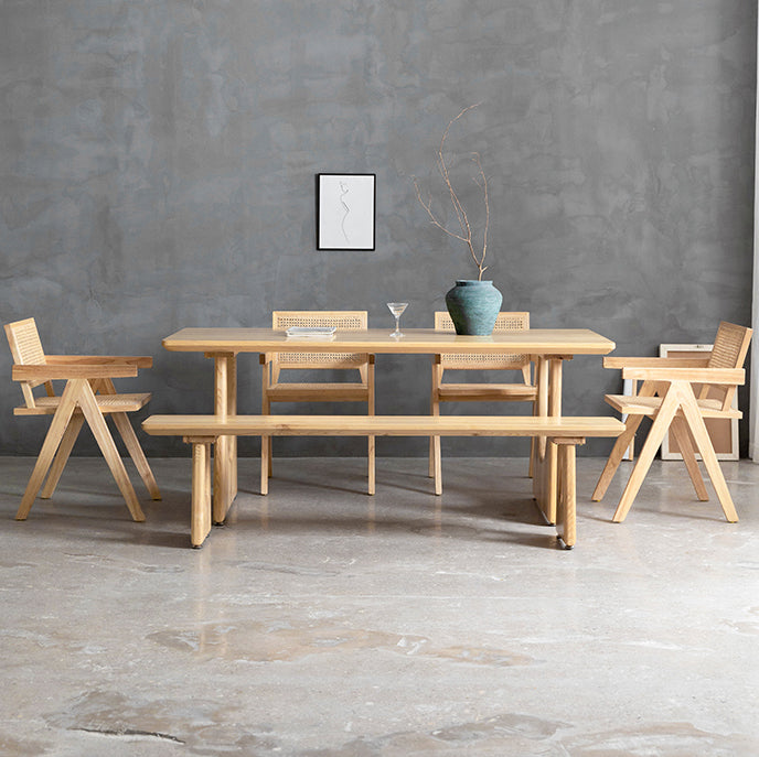 Industrial 1/2/4/5/6 Pieces Rectangle Dining Solid Wood Dining Room Table with Chairs