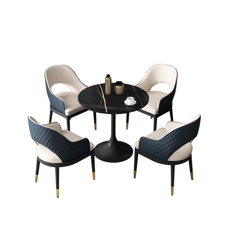 Modern Style Sintered Stone Dining Set Round 1/2/5 Pieces Dining Set for Home Use
