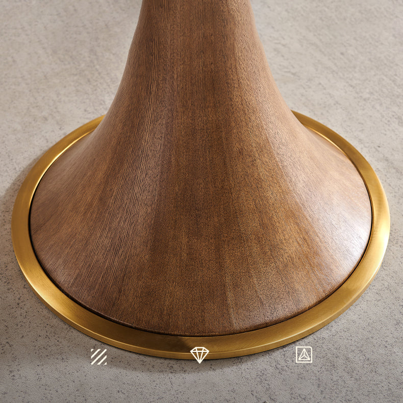 Modern Rotatable Round Table Set 1/4/5/7 Pieces Sintered Stone Top Wooden Round Table Set