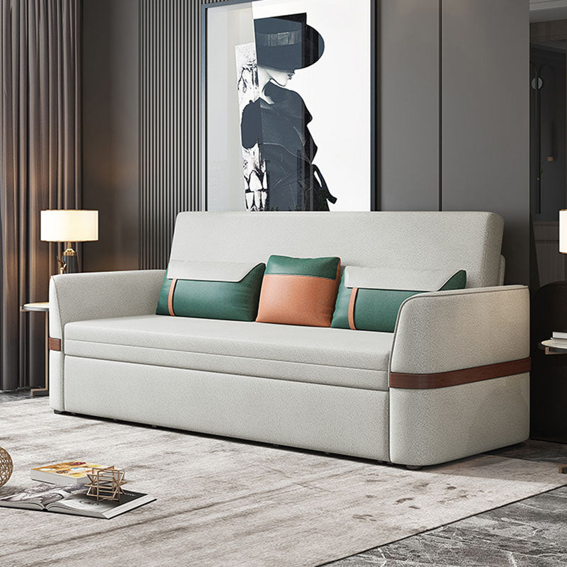 Stain Resistant Sofa Bed Grey Flared Arm Sofa with 3 Pillows