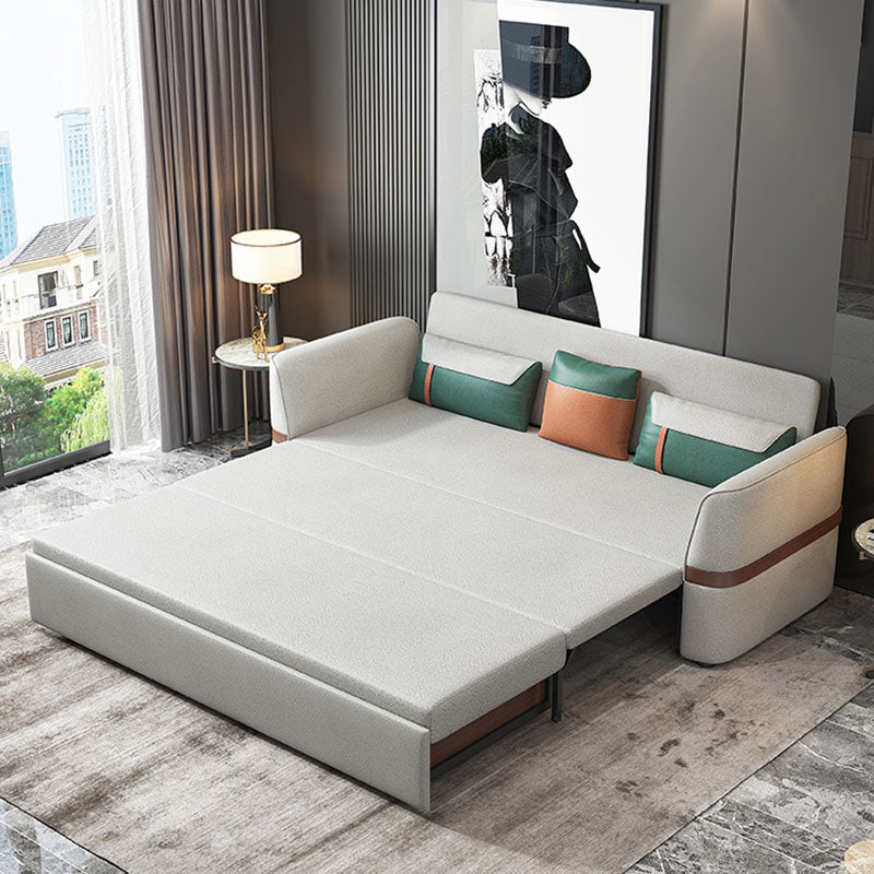 Stain Resistant Sofa Bed Grey Flared Arm Sofa with 3 Pillows