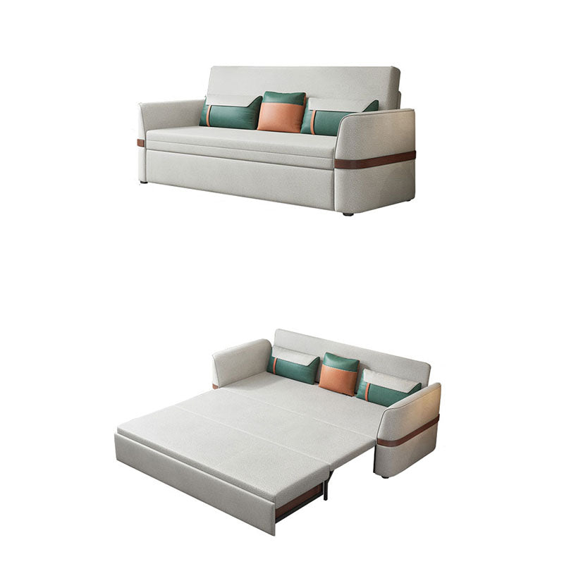 Stain Resistant Sofa Bed Grey Flared Arm Sofa with 3 Pillows