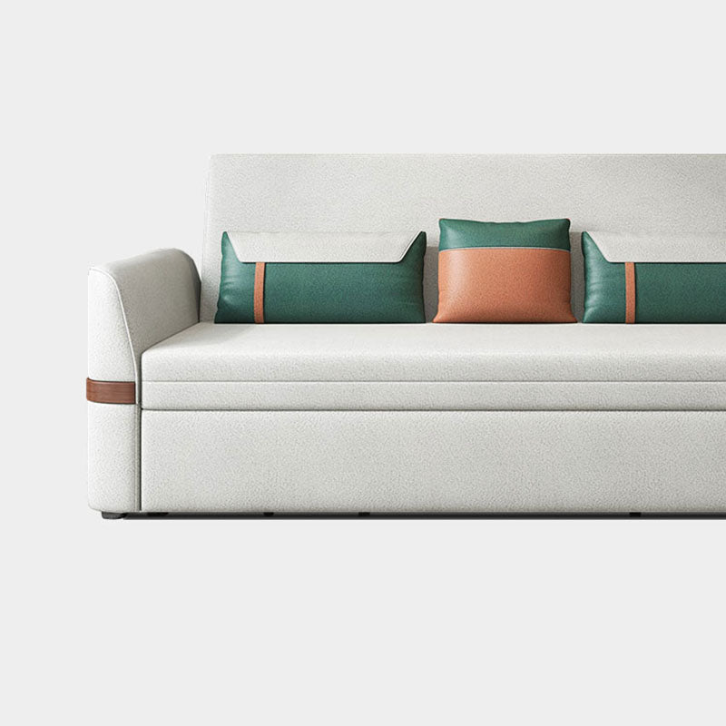 Stain Resistant Sofa Bed Grey Flared Arm Sofa with 3 Pillows