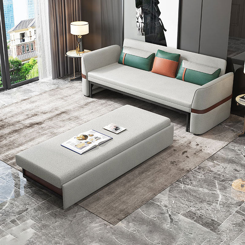 Stain Resistant Sofa Bed Grey Flared Arm Sofa with 3 Pillows