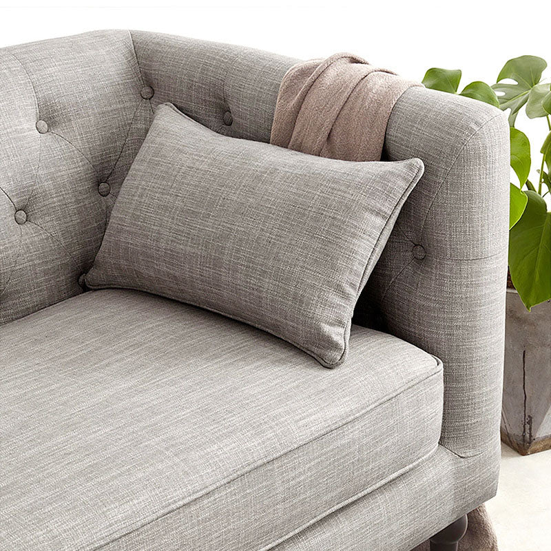 Tufted Fabric Sofa with Tuxedo Arm in Gray Contemporary Style
