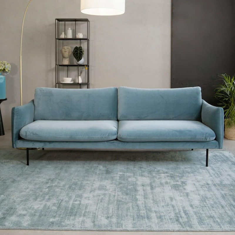 Sofa with 2 Pillows Square Arm Contemporary Sofa with Black Metal Feet