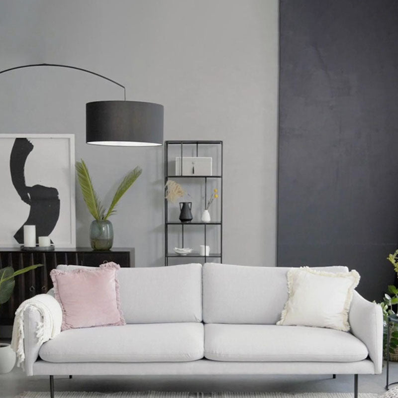 Sofa with 2 Pillows Square Arm Contemporary Sofa with Black Metal Feet