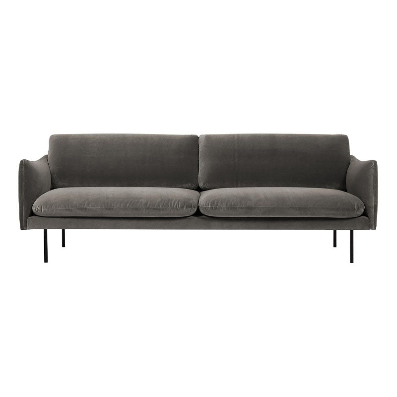 Sofa with 2 Pillows Square Arm Contemporary Sofa with Black Metal Feet