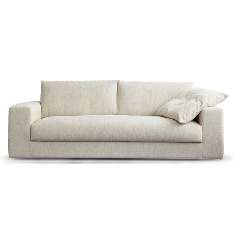 Modern Square Arm Sofa with Cushions in White for Living Room