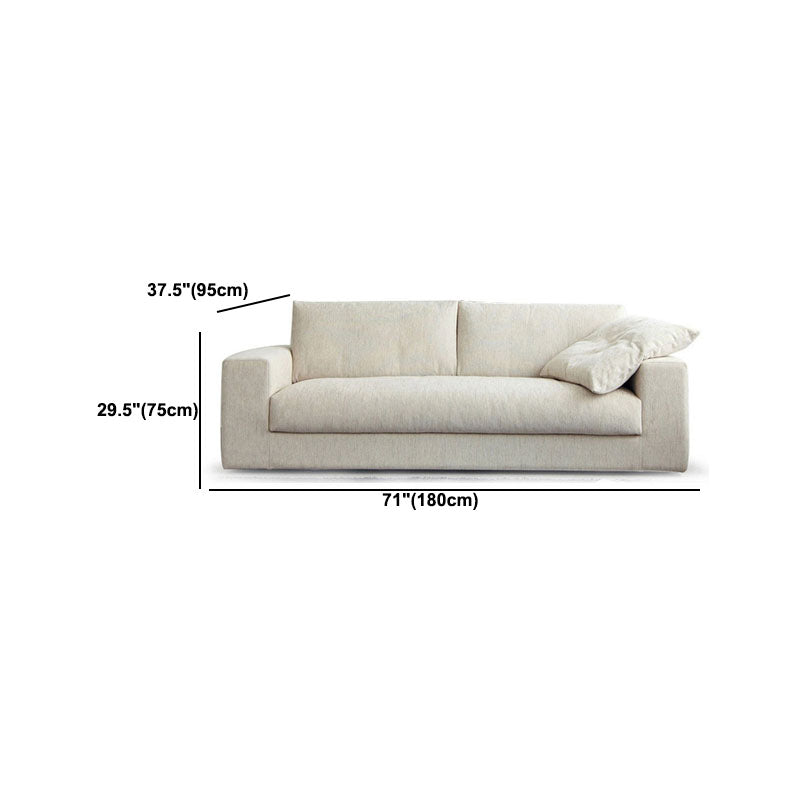 Modern Square Arm Sofa with Cushions in White for Living Room