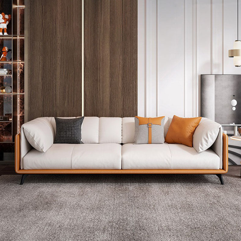 Contemporary Tuxedo Arm Sofa Stain Resistant Faux Leather Sofa