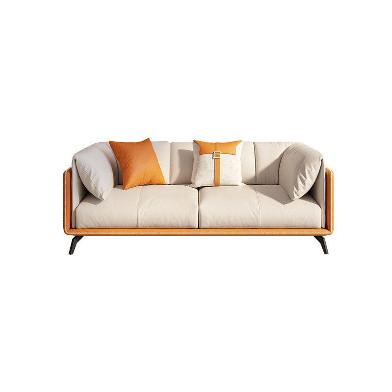 Contemporary Tuxedo Arm Sofa Stain Resistant Faux Leather Sofa