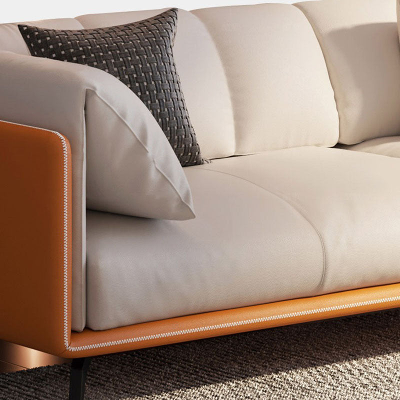 Contemporary Tuxedo Arm Sofa Stain Resistant Faux Leather Sofa