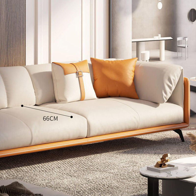 Contemporary Tuxedo Arm Sofa Stain Resistant Faux Leather Sofa