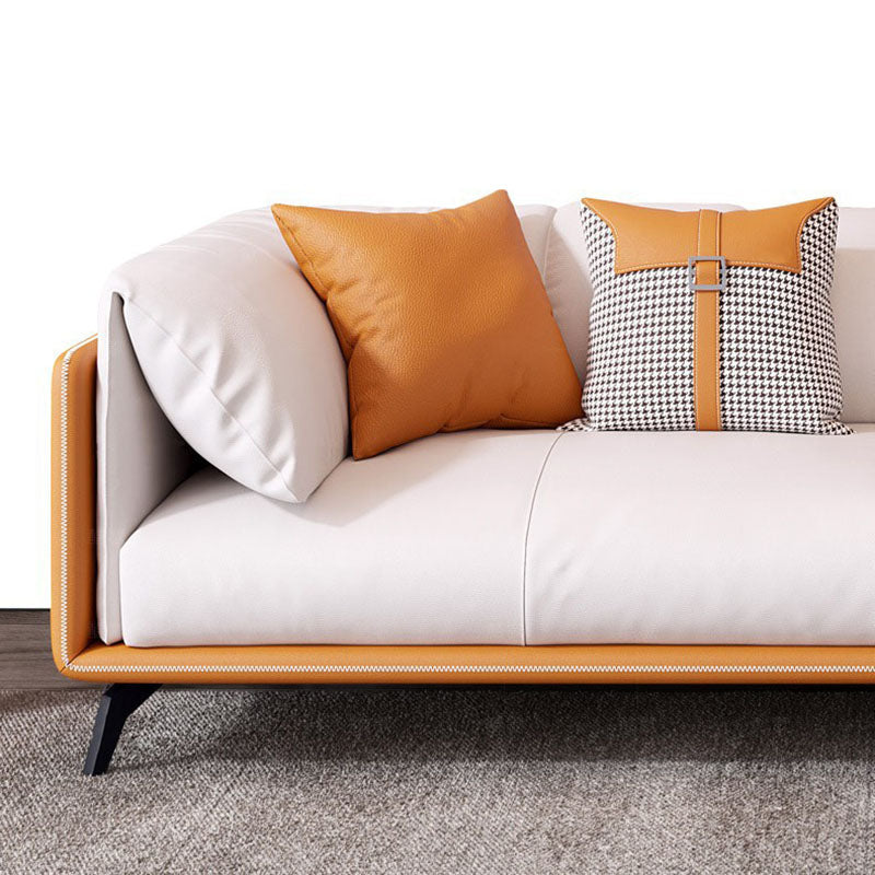 Contemporary Tuxedo Arm Sofa Stain Resistant Faux Leather Sofa