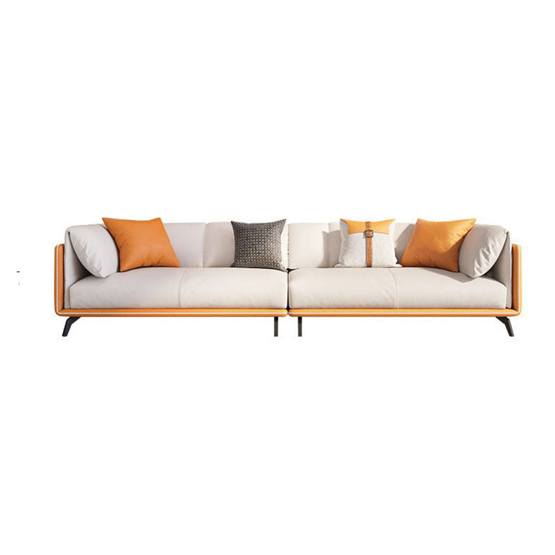 Contemporary Tuxedo Arm Sofa Stain Resistant Faux Leather Sofa