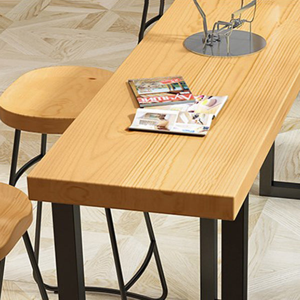 Solid Wood Bar Stool and Table Set 1/4/7 Pcs Black Iron Base Bar Table and Stools