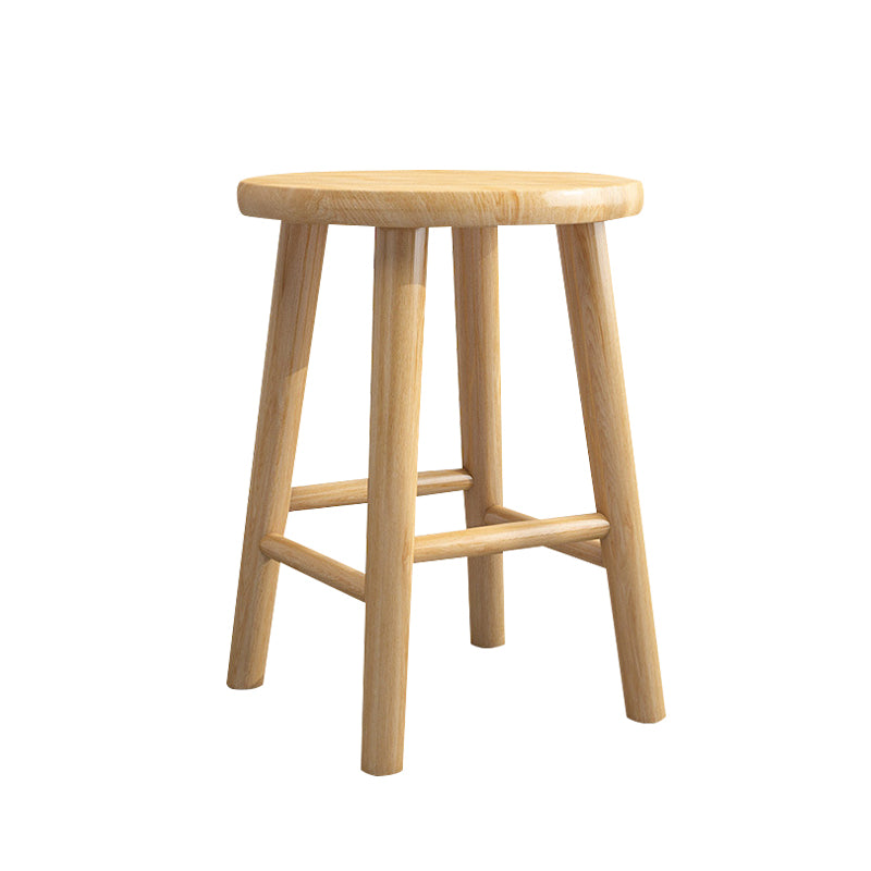 Contemporary Backless Rubberwood Stool Natural Footrest Barstool