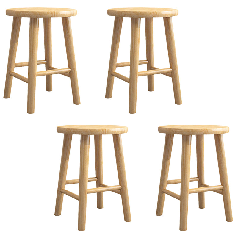 Contemporary Backless Rubberwood Stool Natural Footrest Barstool