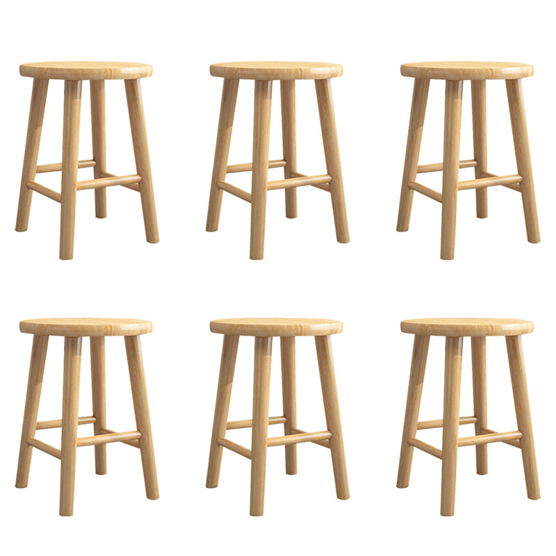 Contemporary Backless Rubberwood Stool Natural Footrest Barstool
