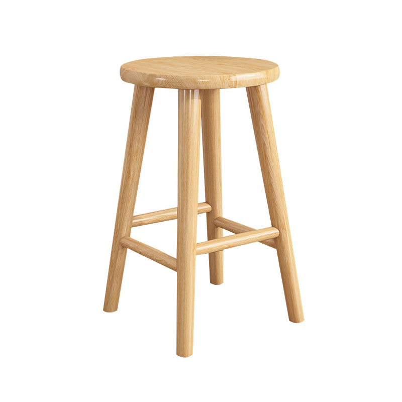 Contemporary Backless Rubberwood Stool Natural Footrest Barstool
