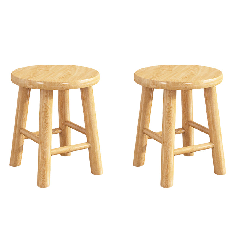 Contemporary Backless Rubberwood Stool Natural Footrest Barstool