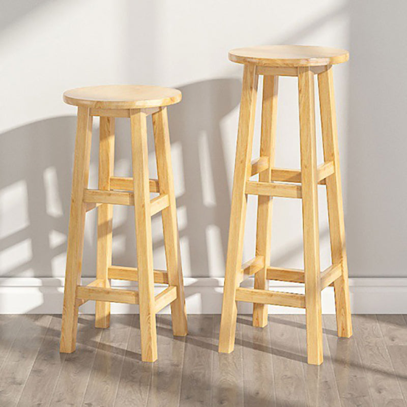 Contemporary Backless Rubberwood Stool Natural Footrest Barstool