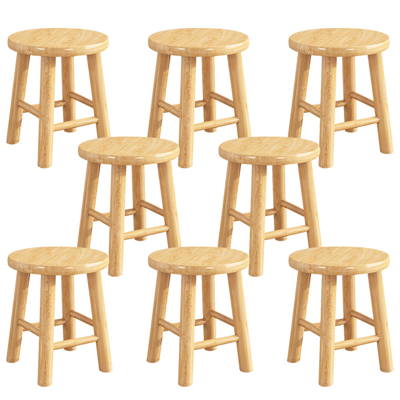 Contemporary Backless Rubberwood Stool Natural Footrest Barstool