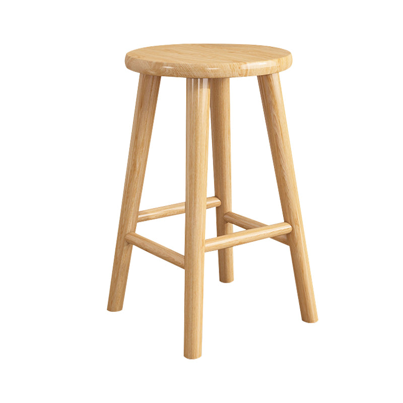 Contemporary Backless Rubberwood Stool Natural Footrest Barstool