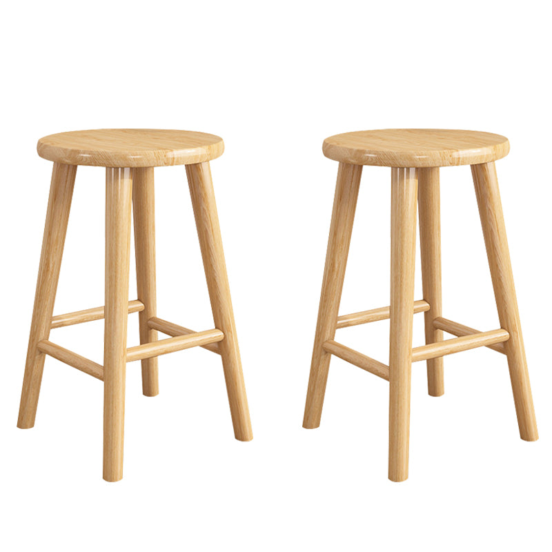 Contemporary Backless Rubberwood Stool Natural Footrest Barstool