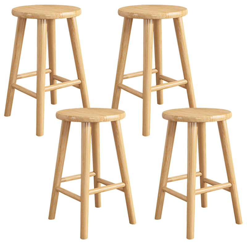 Contemporary Backless Rubberwood Stool Natural Footrest Barstool