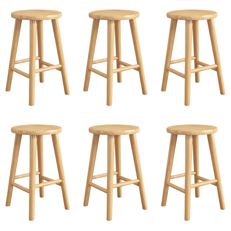 Contemporary Backless Rubberwood Stool Natural Footrest Barstool