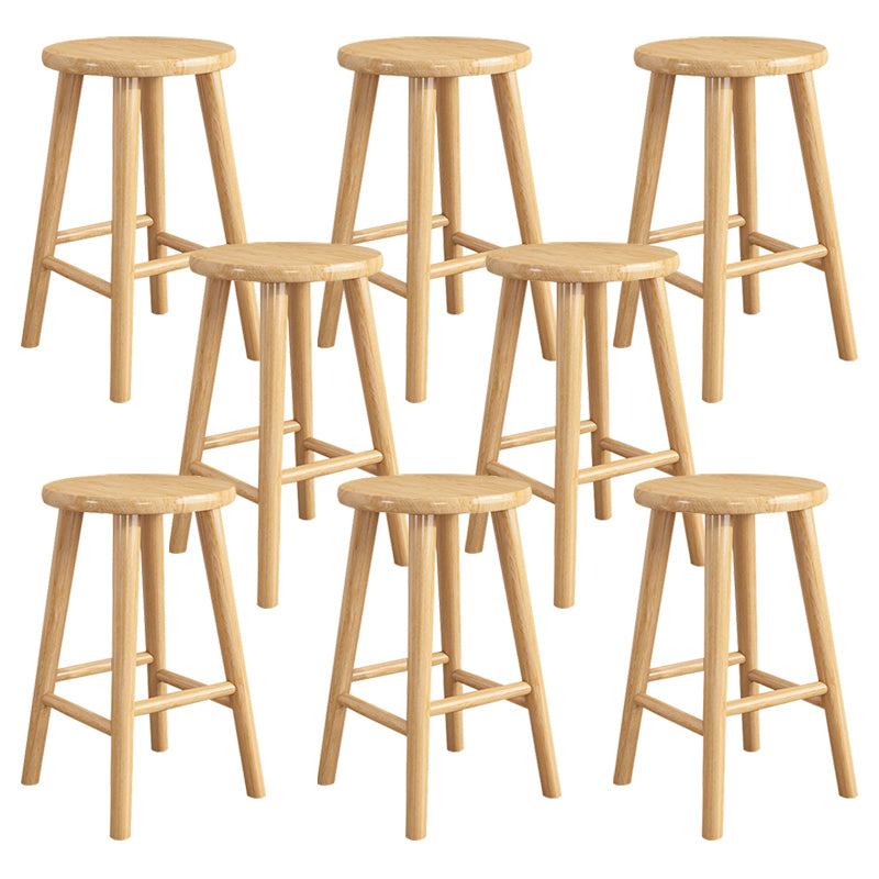 Contemporary Backless Rubberwood Stool Natural Footrest Barstool