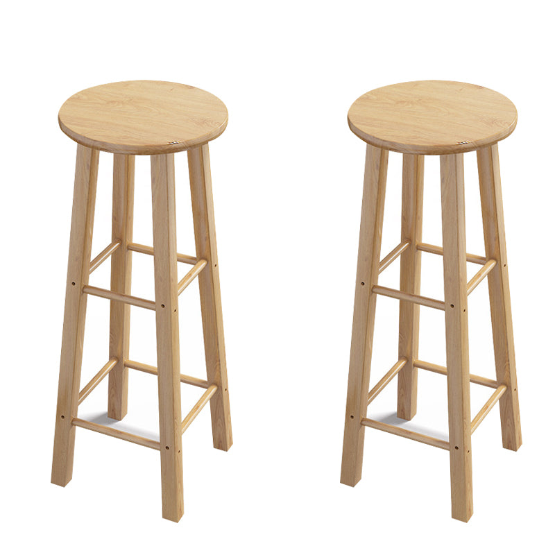 Contemporary Backless Rubberwood Stool Natural Footrest Barstool