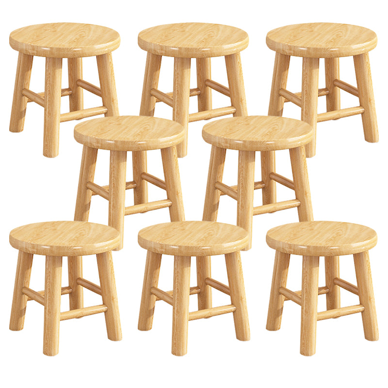 Contemporary Backless Rubberwood Stool Natural Footrest Barstool